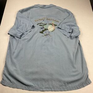 Tommy Bahama Silk Camp Shirt Golf Tiki Drink XL Embroidered Blue Beach Top FADED